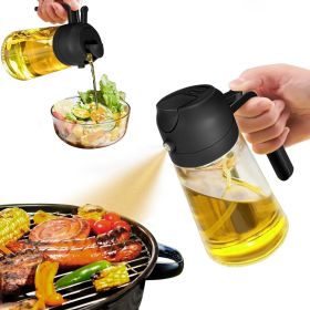 Olive Oil Dispenser, 2 in 1 Oil Sprayer for Cooking (Color: BLACK)